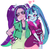 Size: 911x896 | Tagged: safe, artist:costly, aria blaze, sonata dusk, equestria girls, g4, my little pony equestria girls: rainbow rocks, blushing, duo, female, heart, heart eyes, lesbian, missing accessory, ship:arisona, shipping, tsundaria, tsundere, wingding eyes