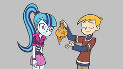 Size: 2133x1200 | Tagged: safe, artist:khuzang, sonata dusk, equestria girls, g4, my little pony equestria girls: rainbow rocks, clothes, crossover, equestria girls-ified, female, kim possible, male, mind blown, nachos, naco, ron stoppable, skirt, sonataco, starenata, that girl sure loves tacos, that siren sure does love tacos, thousand yard stare