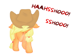 Size: 1024x768 | Tagged: safe, artist:proponypal, applejack, g4, female, sick, sneezing, sneezing fetish, solo