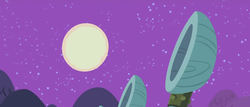 Size: 1919x819 | Tagged: safe, screencap, g4, luna eclipsed, catapult, moon, night, out of context, pancakes, pony removed, stars