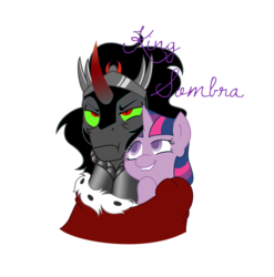 Size: 1191x1204 | Tagged: safe, artist:dubsteppegasister, king sombra, twilight sparkle, pony, g4, duo, female, male, ship:twibra, shipping, simple background, straight, transparent background