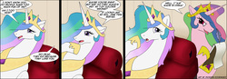 Size: 1024x355 | Tagged: safe, artist:thedigodragon, princess celestia, g4, artifact, comic, messy mane, pinklestia, psychologist