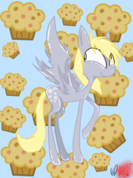 Size: 768x1024 | Tagged: safe, artist:m1m7, derpy hooves, pegasus, pony, g4, female, mare, muffin, solo