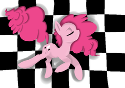 Size: 3507x2480 | Tagged: safe, artist:drhikari, pinkie pie, earth pony, g4, checkered background, eyes closed, female, high res, mare, solo