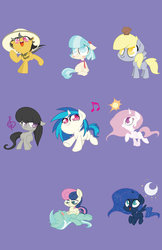 Size: 400x618 | Tagged: safe, artist:bunnimation, bon bon, coco pommel, daring do, derpy hooves, dj pon-3, lyra heartstrings, octavia melody, princess celestia, princess luna, sweetie drops, vinyl scratch, earth pony, pegasus, pony, unicorn, g4, adorabon, cewestia, cocobetes, cute, daring dorable, female, filly, foal, lyrabetes, mare, muffin, pink-mane celestia, tavibetes, vinylbetes, woona, younger