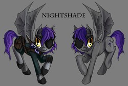 Size: 1280x864 | Tagged: safe, artist:silfoe, oc, oc only, bat pony, pony, eyepatch, shattered kingdom, solo