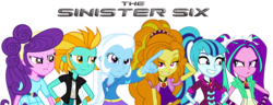 Size: 2664x1024 | Tagged: safe, artist:imperfectxiii, artist:nano23823, artist:punzil504, hundreds of users filter this tag, adagio dazzle, aria blaze, lightning dust, sonata dusk, suri polomare, trixie, equestria girls, g4, my little pony equestria girls: rainbow rocks, antagonist, clothes swap, female, mane six, show accurate, simple background, the dazzlings, transparent background, vector