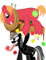 Size: 1024x1322 | Tagged: safe, artist:gamerpen, big macintosh, rainbow dash, earth pony, pegasus, pony, g4, crossover, female, male, mare, simple background, spider-man, stallion, symbiote, transparent background, venom