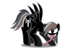 Size: 1064x750 | Tagged: safe, artist:gamerpen, rainbow dash, pegasus, pony, g4, crossover, female, male, mare, simple background, solo, spider-man, symbiote, transparent background, venom