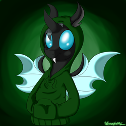 Size: 1739x1735 | Tagged: safe, artist:notenoughapples, oc, oc only, oc:#4330715, changeling, clothes, cute, holeless, hoodie, solo