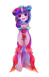 Size: 751x1181 | Tagged: safe, artist:murasaki-to, twilight sparkle, anthro, g4, bridesmaid dress, clothes, dress, female, pixiv, solo