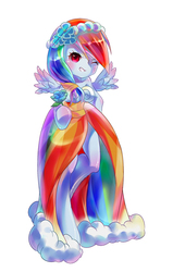 Size: 752x1181 | Tagged: safe, artist:murasaki-to, rainbow dash, semi-anthro, g4, bridesmaid dress, clothes, cute, dashabetes, dress, female, pixiv, solo