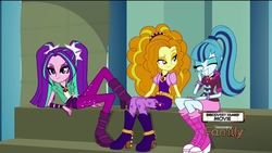 Size: 1920x1080 | Tagged: safe, screencap, adagio dazzle, aria blaze, sonata dusk, equestria girls, g4, my little pony equestria girls: rainbow rocks, sitting, the dazzlings