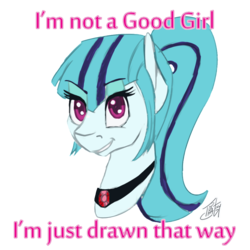 Size: 1021x1021 | Tagged: safe, artist:tlatophat, sonata dusk, earth pony, pony, g4, bust, colored pupils, earth pony sonata dusk, equestria girls ponified, eyelashes, female, good girl, jewelry, mare, necklace, ponified, signature, simple background, smiling, solo, talking, transparent background