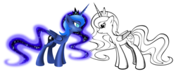 Size: 4854x1984 | Tagged: safe, artist:flamevulture17, princess luna, g4, female, self ponidox, simple background, solo, stare down, transparent background