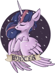 Size: 506x670 | Tagged: safe, artist:cofeik, twilight sparkle, alicorn, pony, g4, eyes closed, female, mare, raised hoof, solo, twilight sparkle (alicorn), winter