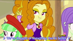 Size: 576x324 | Tagged: safe, screencap, adagio dazzle, bright idea, drama letter, sonata dusk, starlight, sweet leaf, watermelody, equestria girls, g4, my little pony equestria girls: rainbow rocks, animated, background human, battle of the bands, discovery family, discovery family logo, female, subtitles