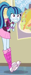 Size: 363x866 | Tagged: safe, screencap, sonata dusk, equestria girls, g4, my little pony equestria girls: rainbow rocks, animated, cropped, cute, dancing, eager face, excited, faic, female, grin, happy, irrational exuberance, reversed, smiling, solo, sonatabetes, stomping, taco tuesday, when she smiles, wide eyes