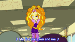 Size: 576x324 | Tagged: safe, screencap, adagio dazzle, aria blaze, blueberry cake, normal norman, sonata dusk, equestria girls, g4, my little pony equestria girls: rainbow rocks, animated, background human, battle of the bands, discovery family, discovery family logo, hips, seductive, subtitles, the dazzlings