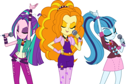 Size: 4523x3000 | Tagged: safe, artist:theshadowstone, adagio dazzle, aria blaze, sonata dusk, equestria girls, g4, my little pony equestria girls: rainbow rocks, eyes closed, high res, microphone, open mouth, simple background, singing, the dazzlings, transparent background, trio, vector