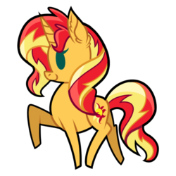 Size: 500x500 | Tagged: safe, artist:php92, sunset shimmer, pony, unicorn, g4, female, raised hoof, smiling, solo, sticker