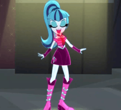 Size: 558x507 | Tagged: safe, screencap, sonata dusk, equestria girls, g4, my little pony equestria girls: rainbow rocks, animated, boots, clothes, dancing, eyes closed, female, high heel boots, high ponytail, jewelry, long hair, loop, necktie, pendant, ponytail, raised leg, skirt
