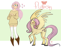 Size: 1024x791 | Tagged: safe, artist:lyorixa, fluttershy, human, g4, clothes, female, human ponidox, humanized, solo, sweatershy