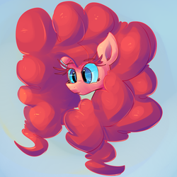 Size: 1000x1000 | Tagged: safe, artist:senx, pinkie pie, g4, female, fluffy mane, impossibly large mane, long mane, simple background, solo