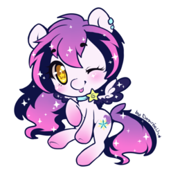 Size: 700x700 | Tagged: safe, artist:chocoberrylollipop, oc, oc only, oc:starship, pony, ethereal mane, one eye closed, simple background, solo, transparent background, wink