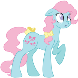 Size: 3051x3051 | Tagged: safe, artist:frenchifries, bow tie (g1), g1, g4, female, g1 to g4, generation leap, high res, raised hoof, simple background, solo, transparent background