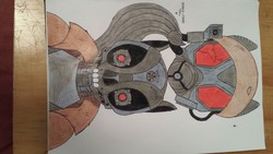 Size: 4128x2322 | Tagged: safe, oc, oc:i-02 is, fallout equestria: influx, armor, crossover, desert ranger, helmet, infiltrator, machine, terminator