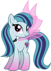 Size: 2156x3000 | Tagged: safe, artist:katequantum, sonata dusk, pony, g4, disguise, disguised siren, equestria girls ponified, female, gem, gradient legs, high res, looking at you, mare, ponified, siren gem, siren pony, siren wings, solo, turned head