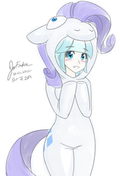 Size: 900x1315 | Tagged: safe, artist:jonfawkes, coco pommel, rarity, human, g4, 30 minute art challenge, clothes, humanized, kigurumi, pony costume