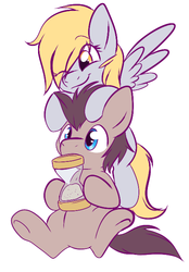 Size: 472x677 | Tagged: safe, artist:fizzy-dog, derpy hooves, doctor whooves, time turner, pegasus, pony, g4, female, hourglass, mare