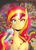 Size: 2533x3540 | Tagged: safe, artist:diane-the-naughty-one, sunset shimmer, pony, unicorn, g4, crown, evil, female, high res, hypnosis, jewelry, magic, microphone, regalia, solo, sunset satan, teary eyes