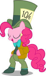 Size: 1528x2528 | Tagged: safe, artist:zacatron94, pinkie pie, g4, alice in wonderland, clothes, costume, female, halloween, halloween costume, holiday, mad hatter, nightmare night, nightmare night costume, simple background, solo, transparent background, vector