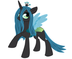 Size: 1224x1008 | Tagged: dead source, safe, artist:potates-chan, queen chrysalis, alicorn, pony, g4, female, race swap, raised hoof, simple background, solo, transparent background