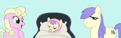 Size: 1024x327 | Tagged: safe, artist:3d4d, cream puff, millie, shortround, pony, g4, baby, baby pony, family, filly, foal, millieround