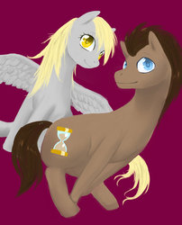 Size: 1280x1584 | Tagged: safe, artist:sweet-unknown, derpy hooves, doctor whooves, time turner, pegasus, pony, g4, female, mare