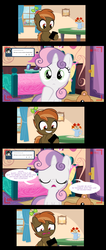 Size: 1336x3160 | Tagged: safe, artist:jan, edit, button mash, sweetie belle, ask the crusaders, g4, button's juice box, crying, female, male, ship:sweetiemash, shipping, shipping denied, straight