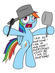 Size: 1024x1365 | Tagged: safe, artist:kleineluhnar, rainbow dash, pegasus, pony, g4, attention horse, bipedal, female, male, mare, open mouth, pan, simple background, solo, text, the simpsons, white background