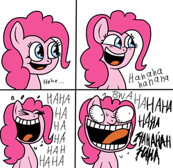 Size: 581x566 | Tagged: safe, artist:kleineluhnar, pinkie pie, earth pony, pony, g4, comic, female, laughing, mare, reaction image, solo, xk-class end-of-the-world scenario