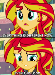 Size: 1280x1756 | Tagged: safe, screencap, sunset shimmer, equestria girls, g4, my little pony equestria girls: rainbow rocks, discovery family logo, female, hub drama, solo, sunsad shimmer, text