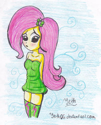 Size: 1024x1272 | Tagged: safe, artist:yeth06, fluttershy, equestria girls, g4, alternate clothes, female, solo, traditional art