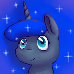 Size: 500x500 | Tagged: safe, artist:breadcipher, princess luna, lunadoodle, g4, female, looking at you, portrait, smiling, solo