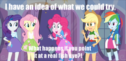 Size: 1024x499 | Tagged: safe, edit, edited screencap, screencap, applejack, fluttershy, pinkie pie, rainbow dash, rarity, equestria girls, g4, my little pony equestria girls, homestar runner, meme, pinkie has a crazy idea, this will end in a dixieland jazz band, this will end in tears