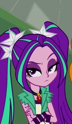 Size: 614x1055 | Tagged: safe, screencap, aria blaze, equestria girls, g4, my little pony equestria girls: rainbow rocks, aria blaze is not amused, female, gem, pigtails, resting bitch face, siren gem, solo, twintails, unamused