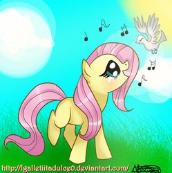 Size: 892x895 | Tagged: dead source, safe, artist:vixelzf, fluttershy, bird, g4, blank flank, singing, wingless