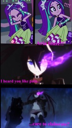 Size: 1328x2360 | Tagged: safe, screencap, aria blaze, equestria girls, g4, my little pony equestria girls: rainbow rocks, anime, black rock shooter, confused, insane black rock shooter, insanity, pain, sleeveless