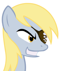 Size: 583x660 | Tagged: safe, derpy hooves, pegasus, pony, g4, eyepatch, female, grin, mare, simple background, solo, transparent background